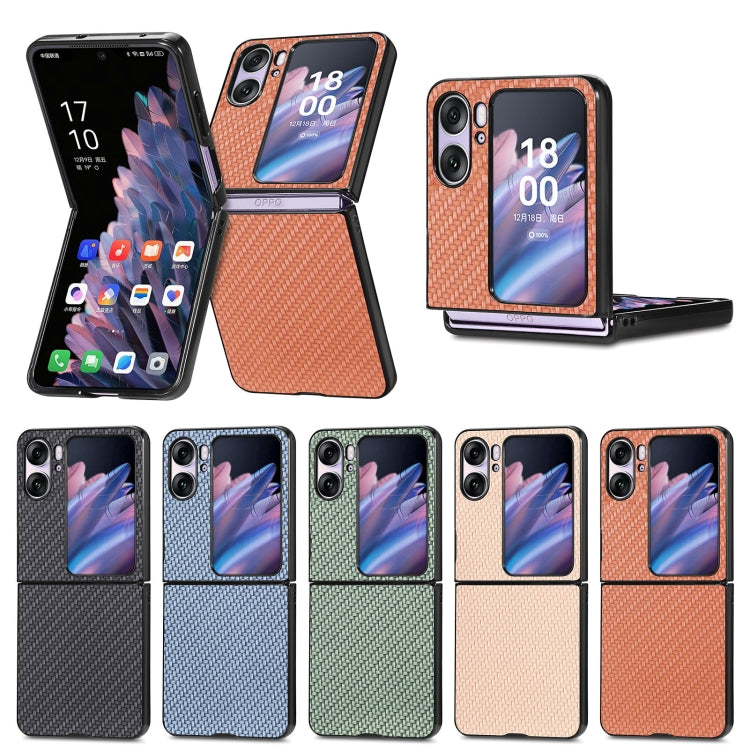 For OPPO Find N2 Flip Carbon Fiber Texture Leather Back Cover Phone Case(Black) - Find N2 Flip Cases by PMC TechLife | Online Shopping South Africa | PMC TechLife