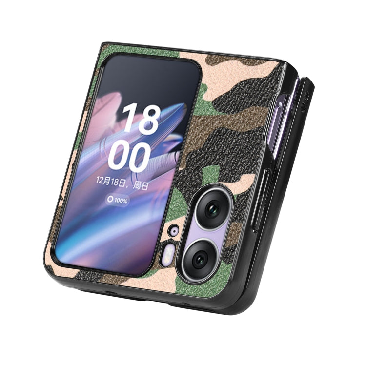 For OPPO Find N2 Flip Camouflage Leather Back Cover Phone Case(Green) - Find N2 Flip Cases by PMC Jewellery | Online Shopping South Africa | PMC Jewellery
