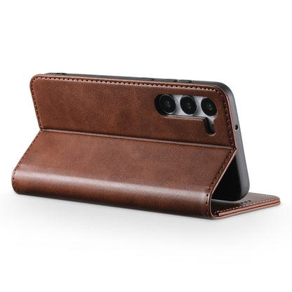 For Samsung Galaxy S24 5G Suteni Calf Texture Horizontal Flip Leather Phone Case(Brown) - Galaxy S24 5G Cases by Suteni | Online Shopping South Africa | PMC Jewellery | Buy Now Pay Later Mobicred