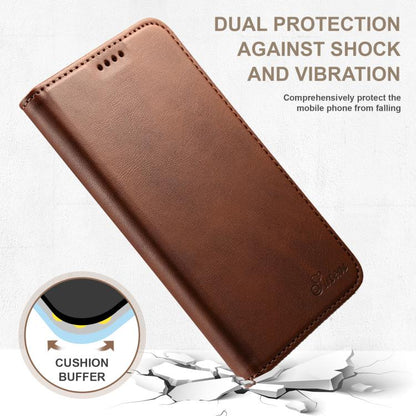 For Samsung Galaxy S25+ 5G Suteni Calf Texture Horizontal Flip Leather Phone Case(Brown) - Galaxy S25+ 5G Cases by Suteni | Online Shopping South Africa | PMC Jewellery | Buy Now Pay Later Mobicred