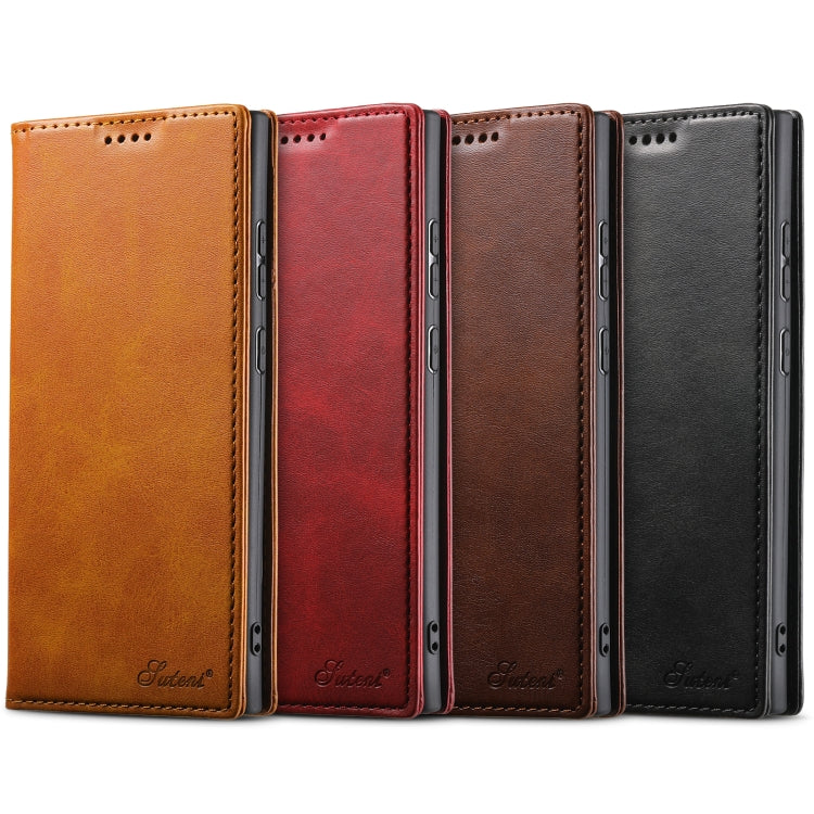 For Samsung Galaxy S25+ 5G Suteni Calf Texture Horizontal Flip Leather Phone Case(Brown) - Galaxy S25+ 5G Cases by Suteni | Online Shopping South Africa | PMC TechLife | Buy Now Pay Later Mobicred