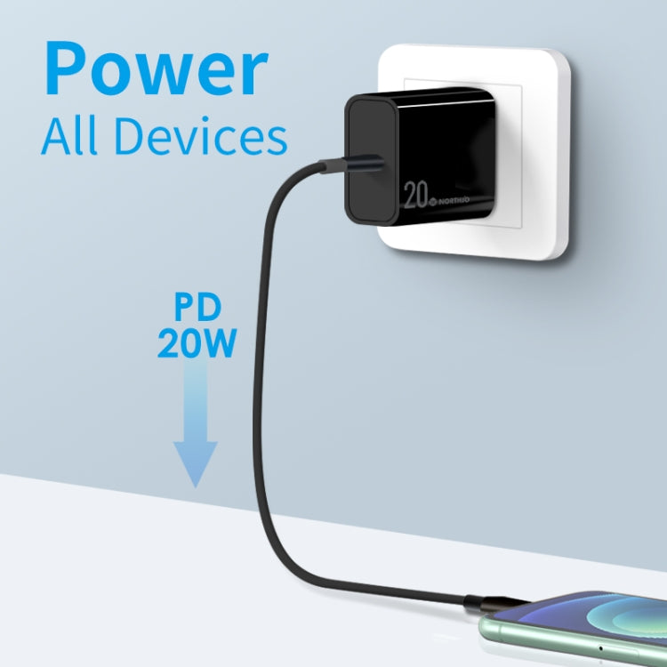 NORTHJO NOPD2001 PD 20W USB-C / Type-C Single Port Fast Charger, Plug Type:US Plug(Black) - free shipping - PMC Jewellery - Order now!