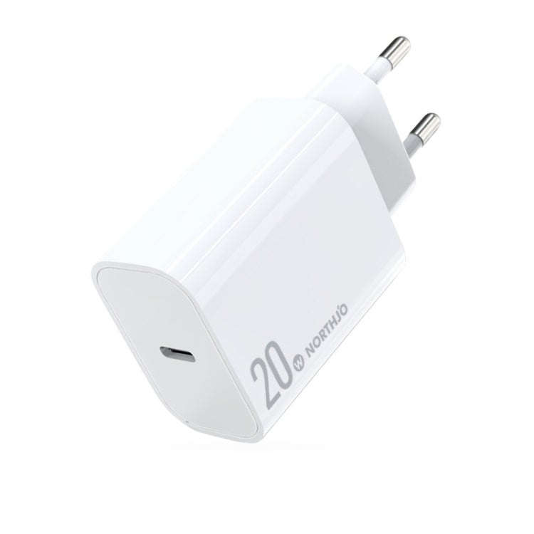 NORTHJO NOPD2001 PD 20W USB-C / Type-C Single Port Fast Charger, Plug Type:EU Plug(White) - free shipping - PMC Jewellery - Order now!