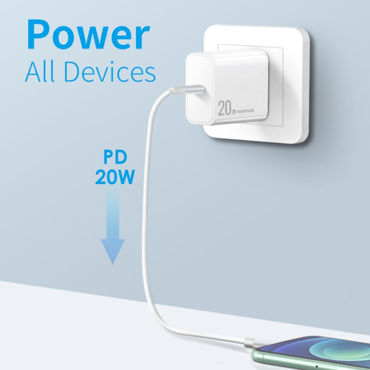 NORTHJO NOPD2001 PD 20W USB-C / Type-C Single Port Fast Charger, Plug Type:AU Plug(White) - USB Charger by NORTHJO | Online Shopping South Africa | PMC Jewellery | Buy Now Pay Later Mobicred