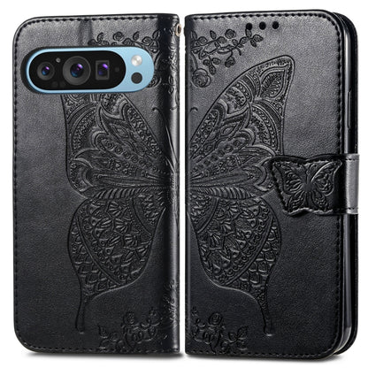 For Google Pixel 9 Butterfly Love Flower Embossed Leather Phone Case(Black) - Google Cases by PMC Jewellery | Online Shopping South Africa | PMC Jewellery | Buy Now Pay Later Mobicred