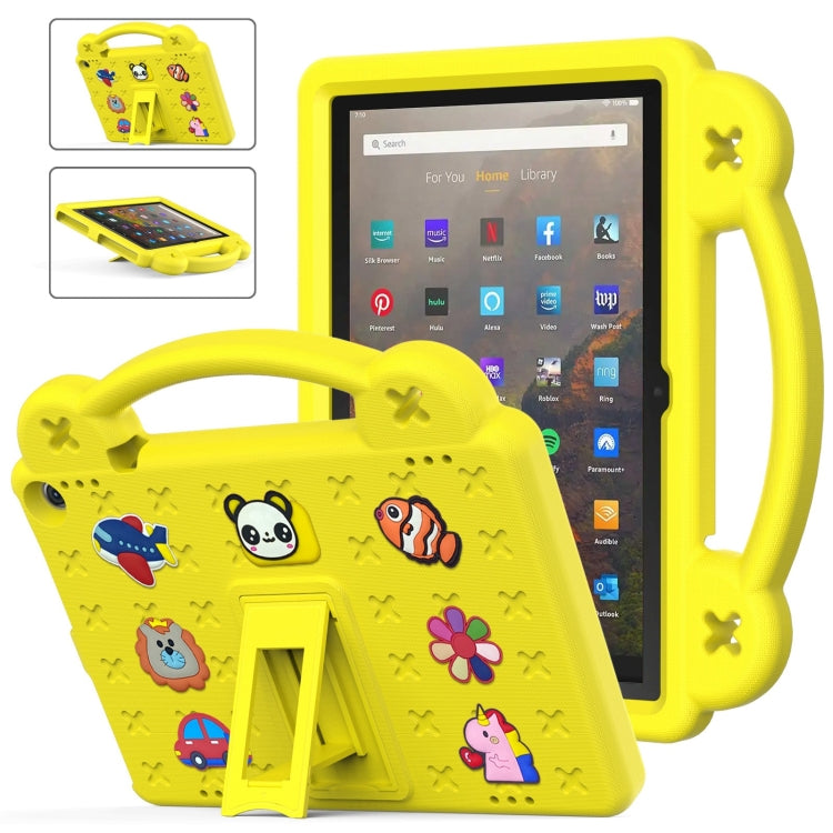 For Amazon Fire HD 10 2021 Handle Kickstand Children EVA Shockproof PC Tablet Case(Yellow) - Amazon by PMC TechLife | Online Shopping South Africa | PMC TechLife | Buy Now Pay Later Mobicred