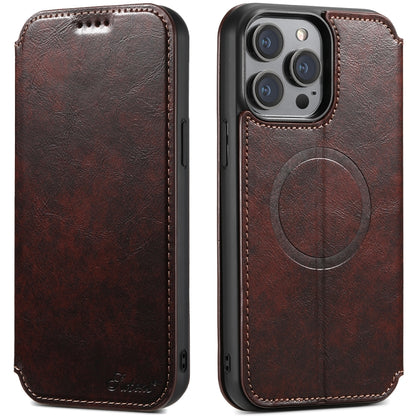 For iPhone 13 Pro Suteni J05 Leather Magnetic Magsafe Phone Case(Brown) - iPhone 13 Pro Cases by Suteni | Online Shopping South Africa | PMC Jewellery | Buy Now Pay Later Mobicred