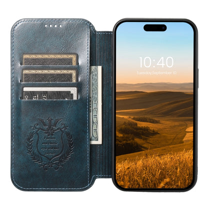 For iPhone 14 Suteni J05 Leather Magnetic Magsafe Phone Case(Blue) - iPhone 14 Cases by Suteni | Online Shopping South Africa | PMC Jewellery | Buy Now Pay Later Mobicred