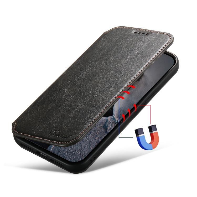 For iPhone 14 Pro Suteni J05 Leather Magnetic Magsafe Phone Case(Black) - free shipping - PMC Jewellery - Order now!