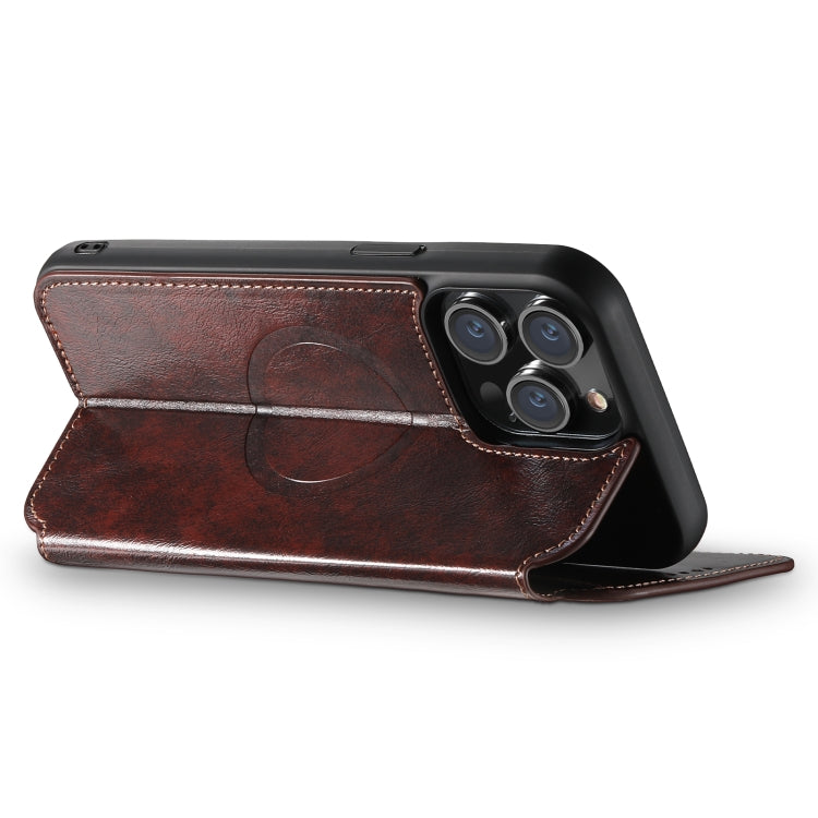 For iPhone 14 Pro Max Suteni J05 Leather Magnetic Magsafe Phone Case(Brown) - free shipping - PMC Jewellery - Order now!