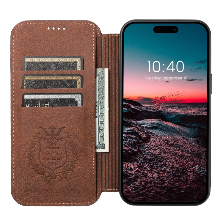 For iPhone 12/12 Pro Suteni J06 Retro Matte Litchi Texture Leather Magnetic Magsafe Phone Case(Brown) - iPhone 12 / 12 Pro Cases by Suteni | Online Shopping South Africa | PMC Jewellery | Buy Now Pay Later Mobicred