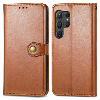 For Samsung Galaxy S25 Ultra 5G Retro Solid Color Buckle Leather Phone Case(Brown) - Galaxy S25 Ultra 5G Cases by PMC Jewellery | Online Shopping South Africa | PMC Jewellery | Buy Now Pay Later Mobicred