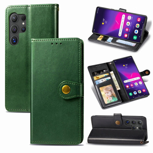 For Samsung Galaxy S25+ 5G Retro Solid Color Buckle Leather Phone Case(Green) - Galaxy S25+ 5G Cases by PMC Jewellery | Online Shopping South Africa | PMC Jewellery | Buy Now Pay Later Mobicred