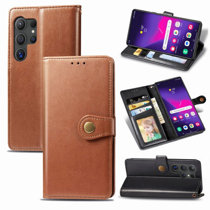 For Samsung Galaxy S25+ 5G Retro Solid Color Buckle Leather Phone Case(Brown) - Galaxy S25+ 5G Cases by PMC Jewellery | Online Shopping South Africa | PMC Jewellery | Buy Now Pay Later Mobicred