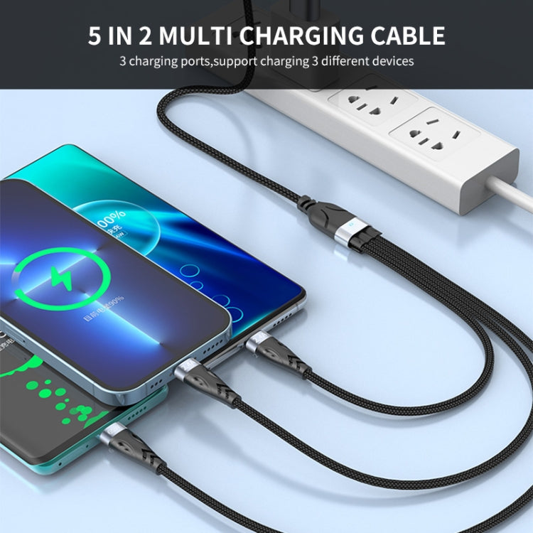 ENKAY ENK-CB135 5-in-1 65W USB-A & USB-C to 8 Pin / Type-C / Micro USB Multifunctional Charging Cable with Indicator Light, Cable Length:2m - Multifunction Cable by ENKAY | Online Shopping South Africa | PMC Jewellery | Buy Now Pay Later Mobicred