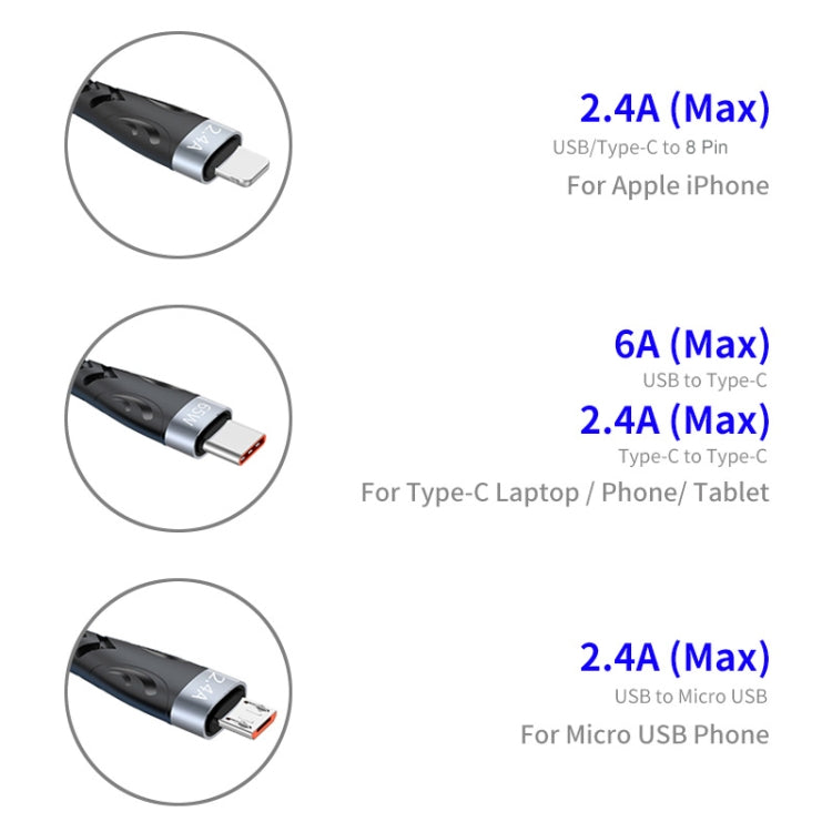 ENKAY ENK-CB135 5-in-1 65W USB-A & USB-C to 8 Pin / Type-C / Micro USB Multifunctional Charging Cable with Indicator Light, Cable Length:2m - Multifunction Cable by ENKAY | Online Shopping South Africa | PMC Jewellery | Buy Now Pay Later Mobicred