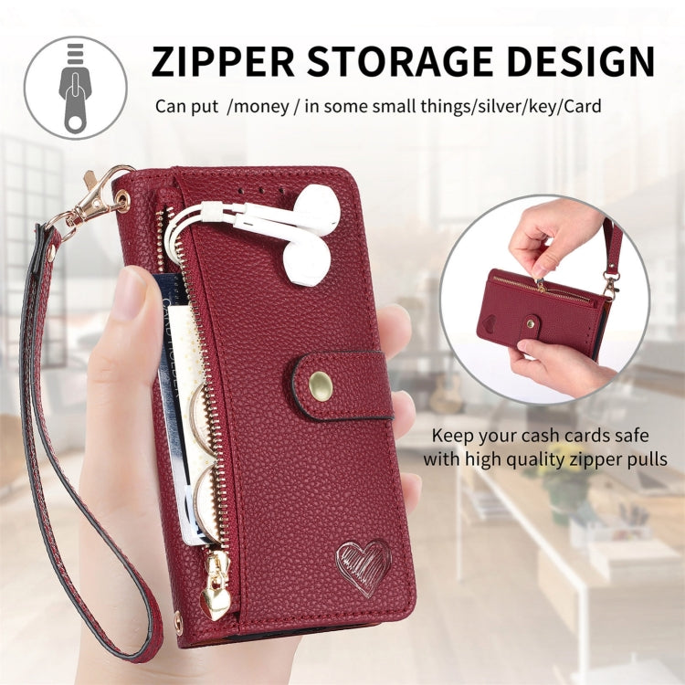 For iPhone 16 Plus Love Zipper Lanyard Leather Phone Case(Red) - iPhone 16 Plus Cases by PMC Jewellery | Online Shopping South Africa | PMC Jewellery | Buy Now Pay Later Mobicred