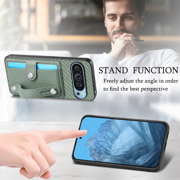 For Google Pixel 9 Pro Wristband Kickstand Card Wallet Back Cover Phone Case with Tool Knife(Green) - Google Cases by PMC Jewellery | Online Shopping South Africa | PMC Jewellery | Buy Now Pay Later Mobicred