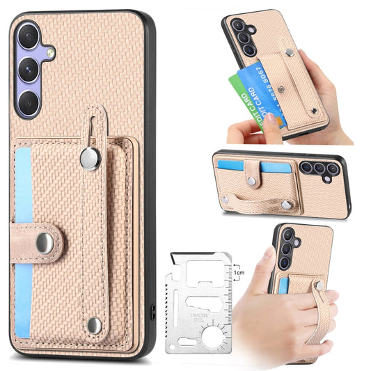 For Samsung Galaxy S25+ 5G Wristband Kickstand Wallet Back Phone Case with Tool Knife(Khaki) - Galaxy S25+ 5G Cases by PMC Jewellery | Online Shopping South Africa | PMC Jewellery | Buy Now Pay Later Mobicred