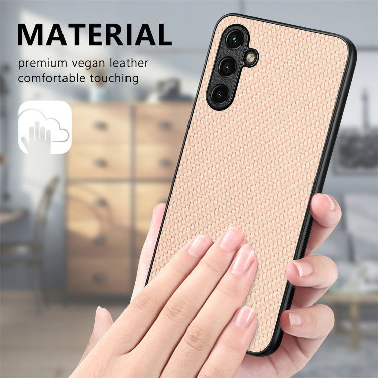 For Samsung Galaxy S25 Ultra 5G Carbon Fiber Texture Leather Back Cover Phone Case(Khaki) - Galaxy S25 Ultra 5G Cases by PMC Jewellery | Online Shopping South Africa | PMC Jewellery | Buy Now Pay Later Mobicred