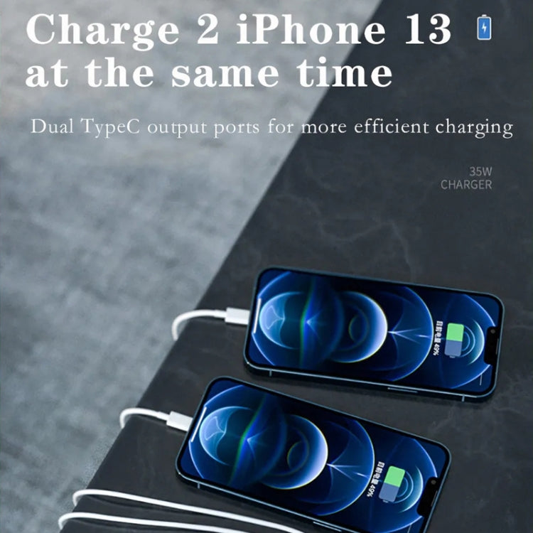 35W PD3.0 USB-C / Type-C Dual Port Charger with 2m Type-C to 8 Pin Data Cable, US Plug - free shipping - PMC Jewellery - Order now!