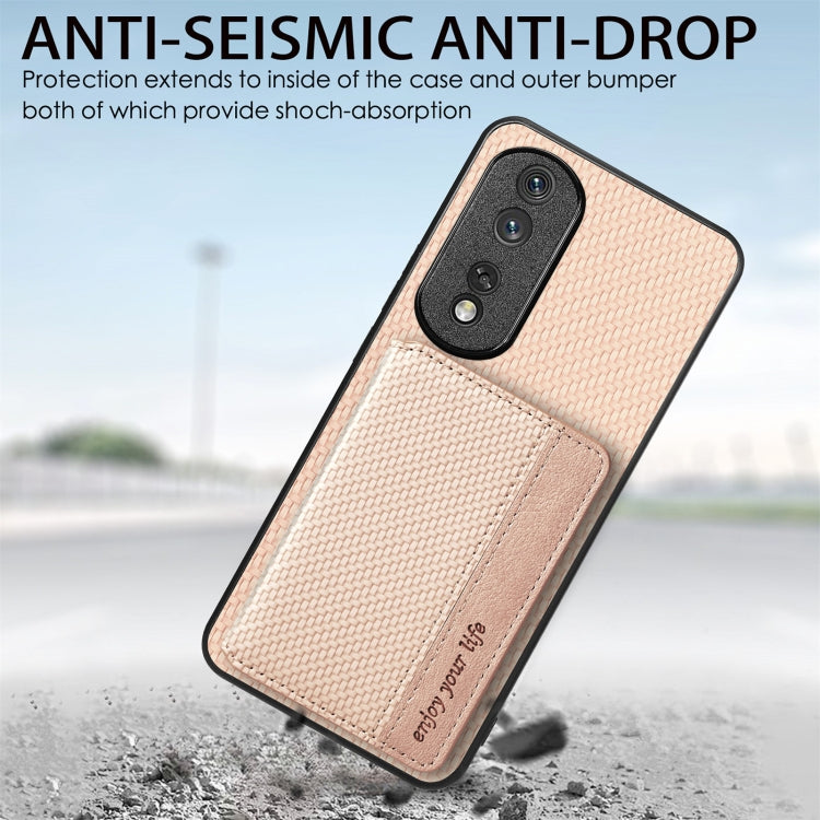 For Honor Magic6 Pro Carbon Fiber Magnetic Card Bag Phone Case(Brown) - free shipping - PMC Jewellery - Order now!