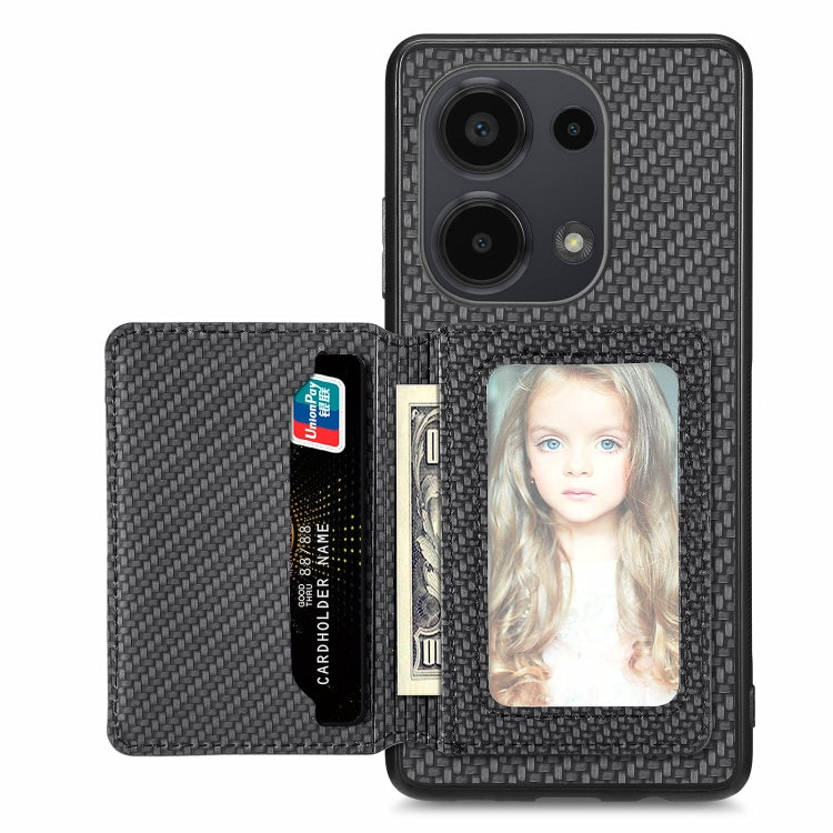 For Redmi Note 13 Pro 4G Carbon Fiber Magnetic Card Bag Phone Case(Black) - Note 13 Pro Cases by PMC TechLife | Online Shopping South Africa | PMC TechLife | Buy Now Pay Later Mobicred
