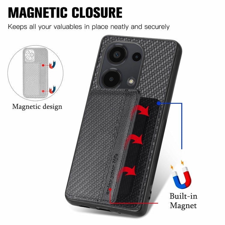 For Redmi Note 13 Pro 4G Carbon Fiber Magnetic Card Bag Phone Case(Black) - Note 13 Pro Cases by PMC TechLife | Online Shopping South Africa | PMC TechLife | Buy Now Pay Later Mobicred