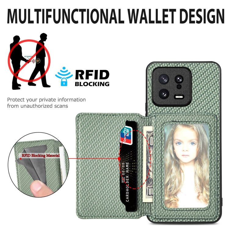For Redmi Note 13 Pro 4G Carbon Fiber Magnetic Card Bag Phone Case(Black) - Note 13 Pro Cases by PMC TechLife | Online Shopping South Africa | PMC TechLife | Buy Now Pay Later Mobicred