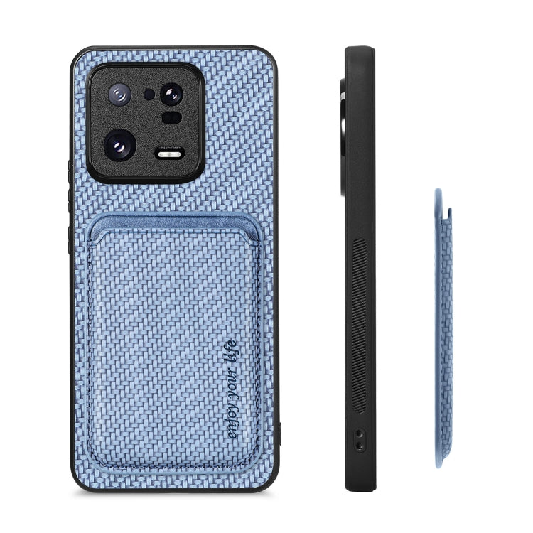 For Xiaomi 13 Pro Carbon Fiber Leather Card Magsafe Phone Case(Blue) - 13 Pro Cases by PMC TechLife | Online Shopping South Africa | PMC TechLife