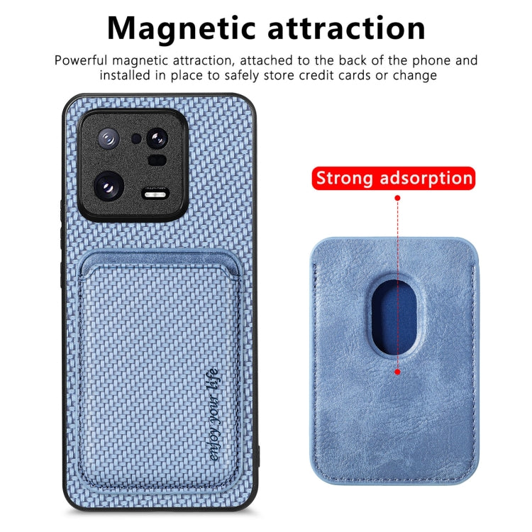 For Xiaomi 13 Pro Carbon Fiber Leather Card Magsafe Phone Case(Blue) - 13 Pro Cases by PMC TechLife | Online Shopping South Africa | PMC TechLife