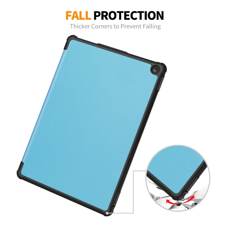 For Amazon Fire HD 10 2023 ENKAY ENKAY Tri-fold Custer Texture Leather Smart Tablet Case(Light Blue) - Amazon by ENKAY | Online Shopping South Africa | PMC TechLife | Buy Now Pay Later Mobicred