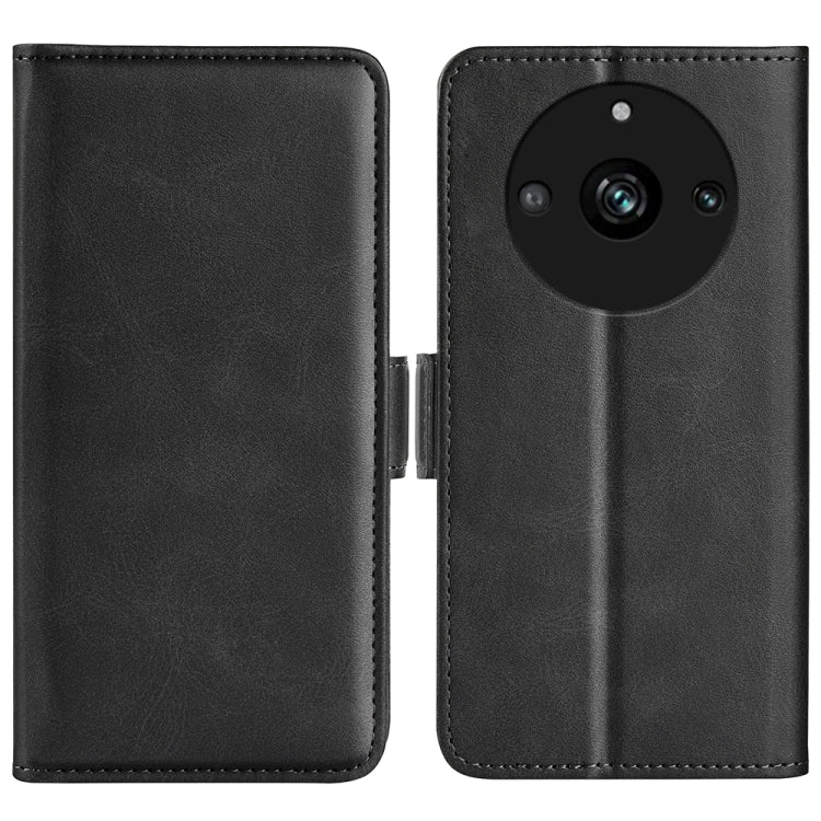 For Realme 11 Pro Dual-side Magnetic Buckle Horizontal Flip Leather Phone Case(Black) - OPPO Cases by PMC Jewellery | Online Shopping South Africa | PMC Jewellery | Buy Now Pay Later Mobicred