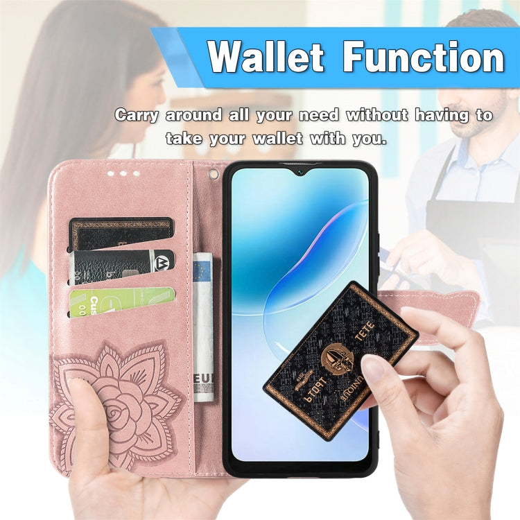 For Blackview A53 Butterfly Love Flower Embossed Leather Phone Case(Rose Gold) - More Brand by PMC TechLife | Online Shopping South Africa | PMC TechLife