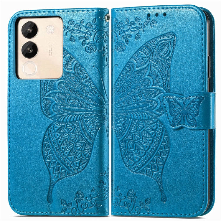 For vivo X100 Butterfly Love Flower Embossed Leather Phone Case(Blue) - vivo Cases by imak | Online Shopping South Africa | PMC Jewellery | Buy Now Pay Later Mobicred