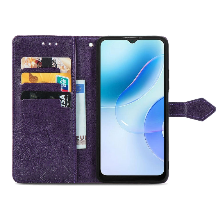 For Blackview A53 Mandala Flower Embossed Leather Phone Case(Purple) - More Brand by PMC TechLife | Online Shopping South Africa | PMC TechLife | Buy Now Pay Later Mobicred