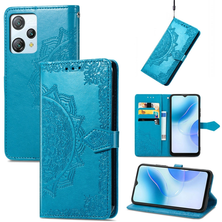 For Blackview A53 Mandala Flower Embossed Leather Phone Case(Blue) - More Brand by PMC Jewellery | Online Shopping South Africa | PMC Jewellery | Buy Now Pay Later Mobicred