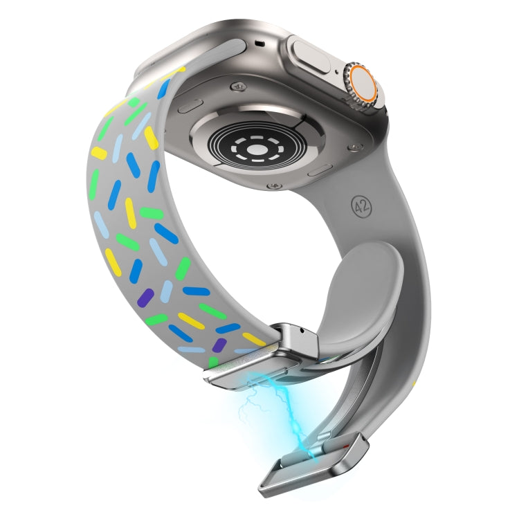 For Apple Watch 4 40mm Rainbow Dots Silicone Magnetic Buckle Watch Band(Gray) - Watch Bands by PMC TechLife | Online Shopping South Africa | PMC TechLife