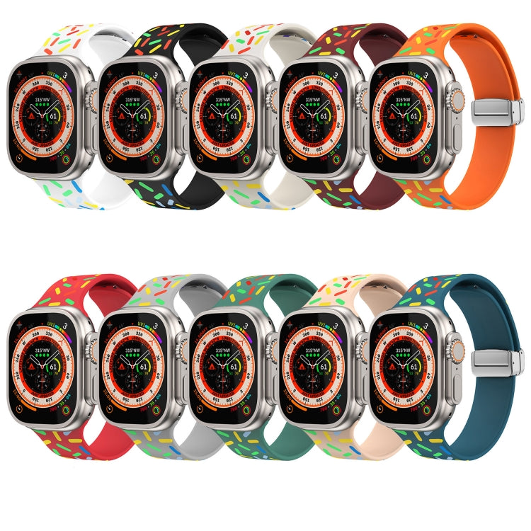 For Apple Watch 7 41mm Rainbow Dots Silicone Magnetic Buckle Watch Band(Wine) - Watch Bands by PMC TechLife | Online Shopping South Africa | PMC TechLife