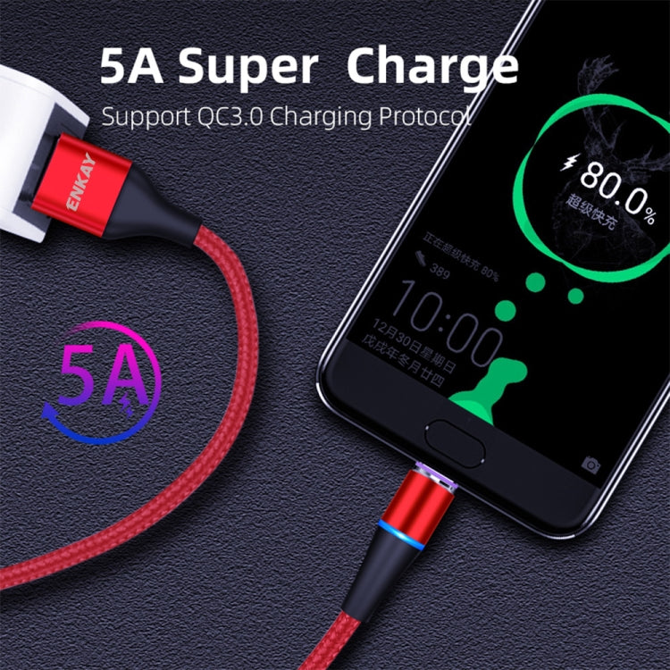 ENKAY 2 in 1 5A USB to Type-C + 8 Pin Magnetic Fast Charging Data Cable with LED Light, Length: 1m(Black) - free shipping - PMC Jewellery - Order now!