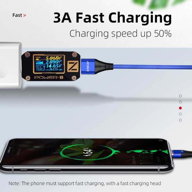 ENKAY 3A USB to 8 Pin Magnetic Fast Charging Data Cable with LED Light, Length:1m(Black) - Charging Cable & Head by ENKAY | Online Shopping South Africa | PMC Jewellery | Buy Now Pay Later Mobicred