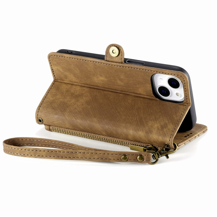 For iPhone 11 Pro Geometric Zipper Wallet Side Buckle Leather Phone Case(Brown) - free shipping - PMC TechLife - Order now!