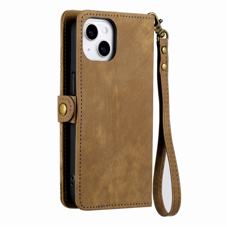 For iPhone XS Max Geometric Zipper Wallet Side Buckle Leather Phone Case(Brown) - free shipping - PMC TechLife - Order now!