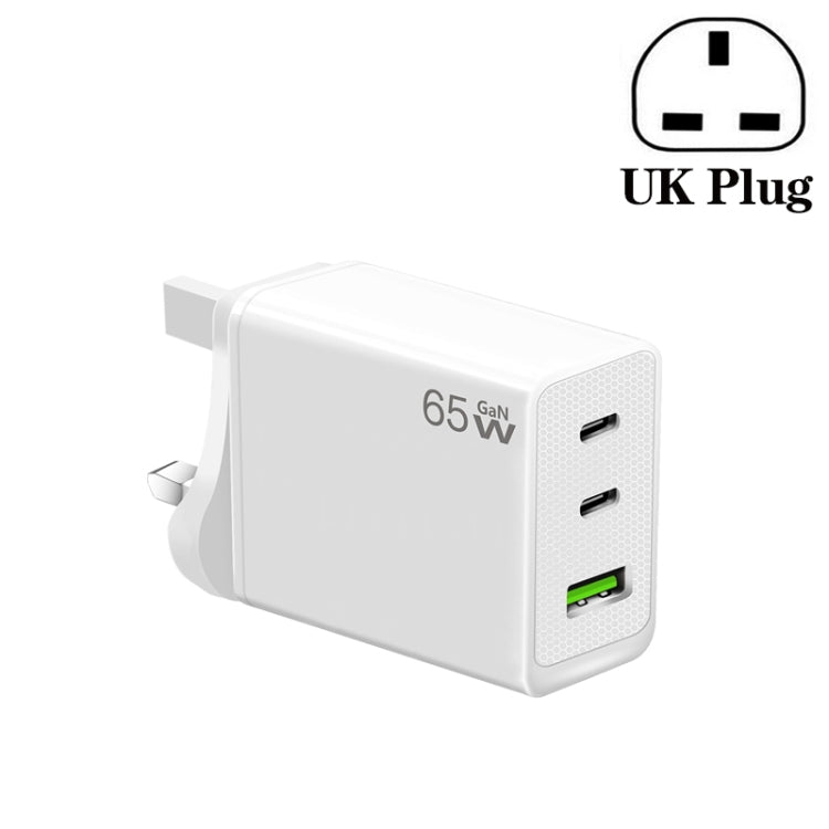 GaN PD65W Type-C x 2 + USB3.0 Laptop Adapter ,EU Plug(White) - free shipping - PMC Jewellery - Order now!