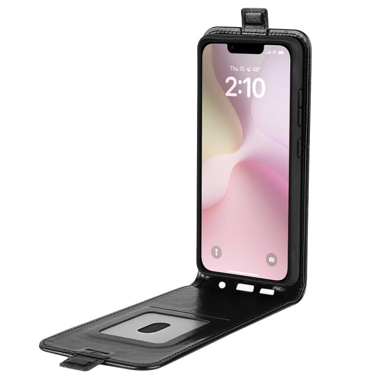 For iPhone 16e R64 Texture Single Vertical Flip Leather Phone Case(Black) - iPhone 16e Cases by PMC TechLife | Online Shopping South Africa | PMC TechLife | Buy Now Pay Later Mobicred