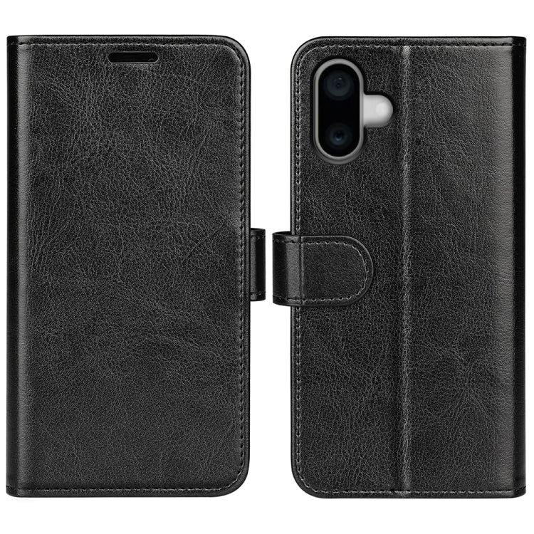 For iPhone 16 Plus R64 Texture Horizontal Flip Leather Phone Case(Black) - iPhone 16 Plus Cases by PMC Jewellery | Online Shopping South Africa | PMC Jewellery | Buy Now Pay Later Mobicred