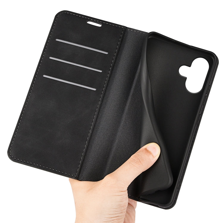 For iPhone 16 Plus Retro-skin  Magnetic Suction Leather Phone Case(Black) - iPhone 16 Plus Cases by PMC TechLife | Online Shopping South Africa | PMC TechLife | Buy Now Pay Later Mobicred