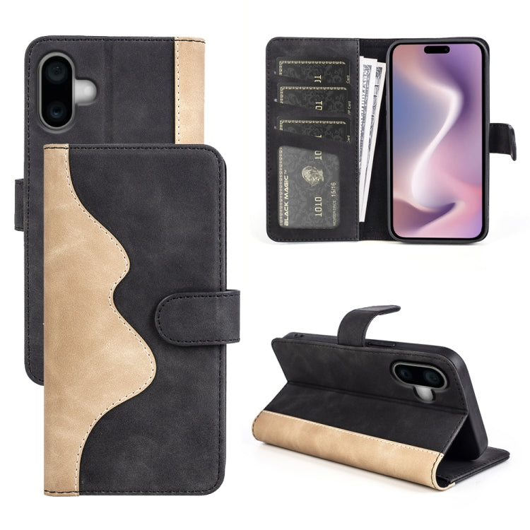 For iPhone 16 Stitching Horizontal Flip Leather Phone Case(Black) - iPhone 16 Cases by PMC Jewellery | Online Shopping South Africa | PMC Jewellery | Buy Now Pay Later Mobicred