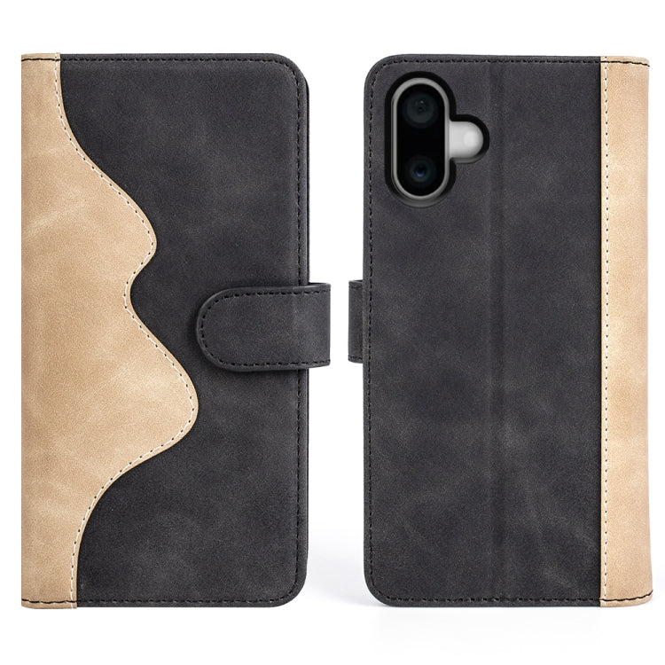 For iPhone 16 Stitching Horizontal Flip Leather Phone Case(Black) - iPhone 16 Cases by PMC Jewellery | Online Shopping South Africa | PMC Jewellery | Buy Now Pay Later Mobicred