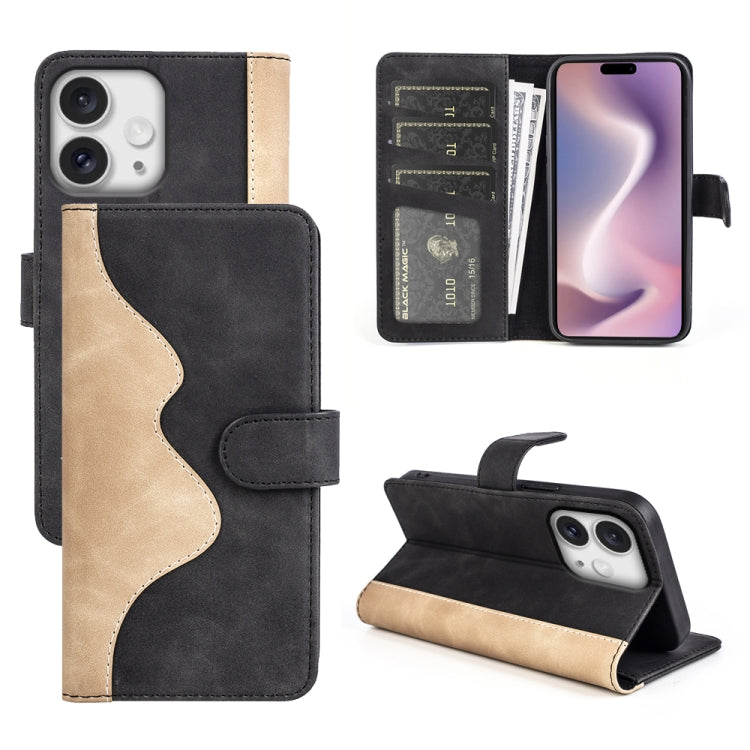 For iPhone 16 Pro Stitching Horizontal Flip Leather Phone Case(Black) - iPhone 16 Pro Cases by PMC TechLife | Online Shopping South Africa | PMC TechLife | Buy Now Pay Later Mobicred